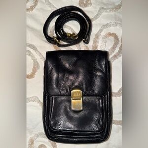 Vintage Enzo Anglioni Black Leather Crossbody, Shoulder,& Backpack